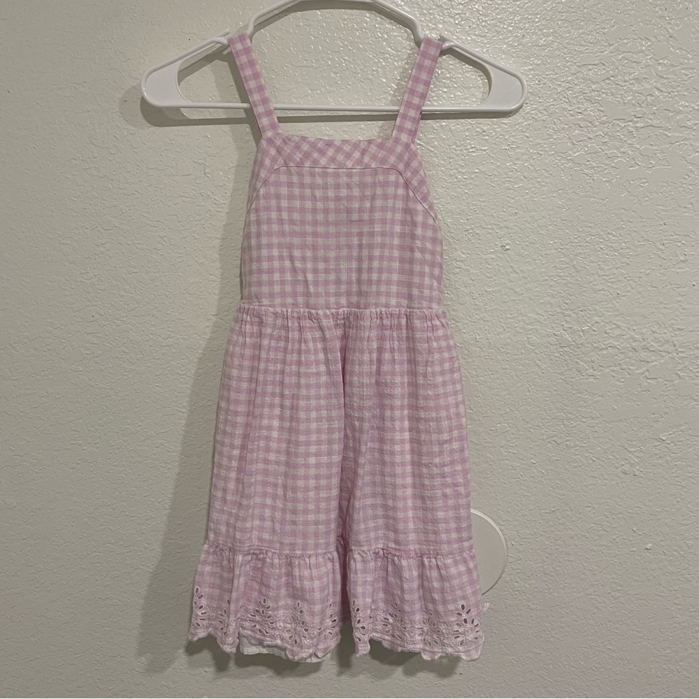 Cat & Jack Girls Pink and White Checkered Strap Dress Size M (7/8)
